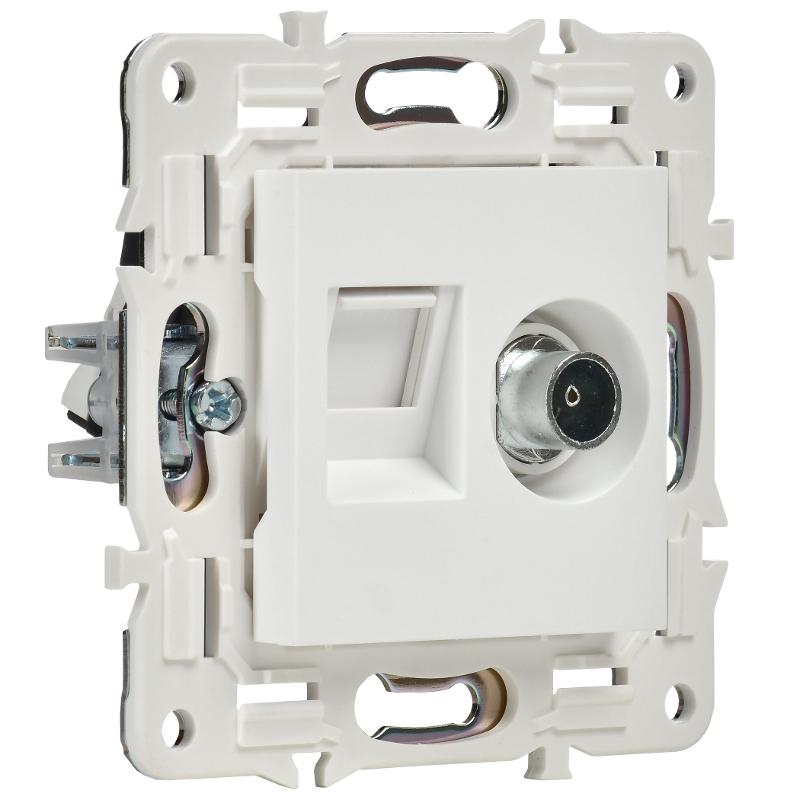 SKANDY Розетка двойная TV+RJ45 кат.6E SK-A15W арктический белый | SK-AK20-2-K01 | IEK — миниатюра 3