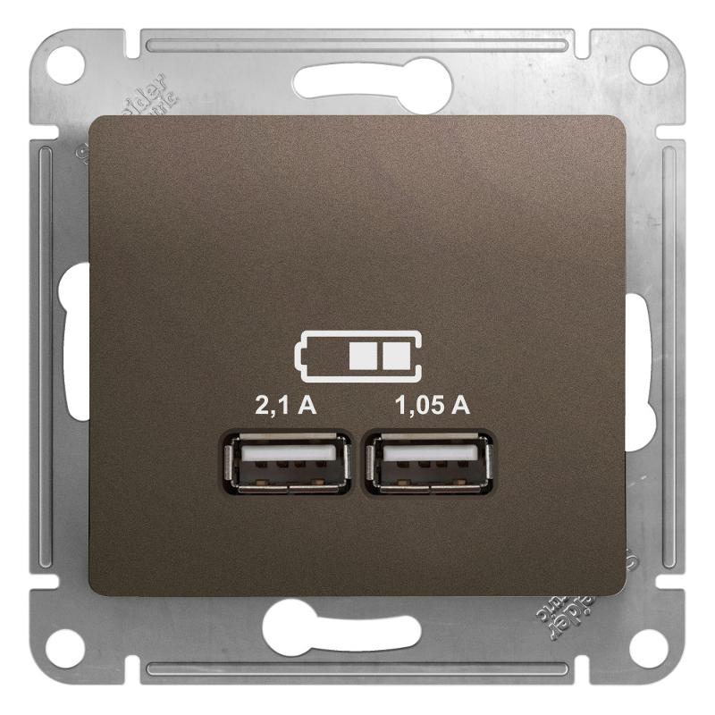 Glossa Шоколад USB Розетка,5В/2100мА, 2х5В/1050мА, механизм | GSL000833 | SE — Systeme Electric
