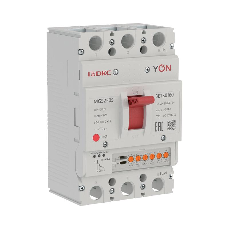 Авт. выкл. YON MGS250S 3P 63-160A 50kA с электронным расцепителем ETS | MGS250S-3ETS0160 | DKC — миниатюра 1