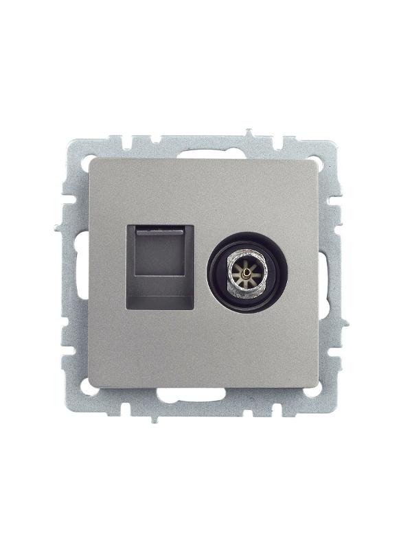 BRITE Розетка двойная TV+RJ45 кат.5E РТВ/РК12-БрС сталь | BR-AK20-1-K46 | IEK — миниатюра 10