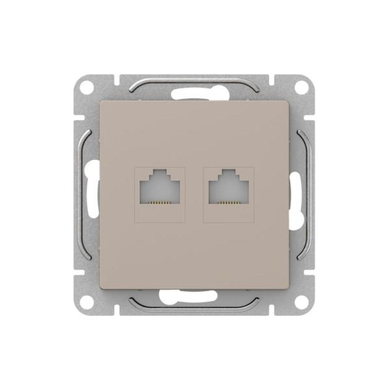 Механизм розетки RJ45 - 2шт, (cat6), кремовый Эпика  |UP1-SOI-2RJ45-6| EKF — EKF