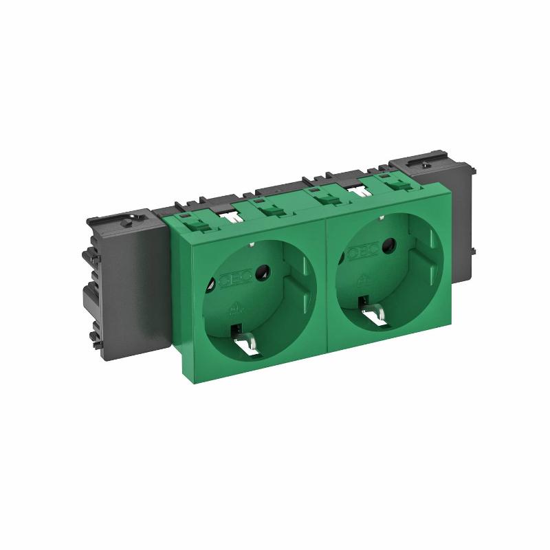 Розетка двойная 0° Modul45connect с з/к, 250 В, 16A (зеленый) (STD-D0C MZGN2) | 6120366 | OBO Bettermann — OBO Bettermann