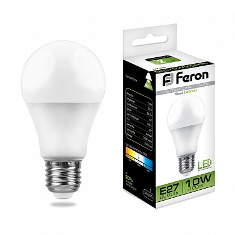 Лампа светодиодная LB-92 (10W) 230V E27 4000K A60 | 25458 | FERON — Feron