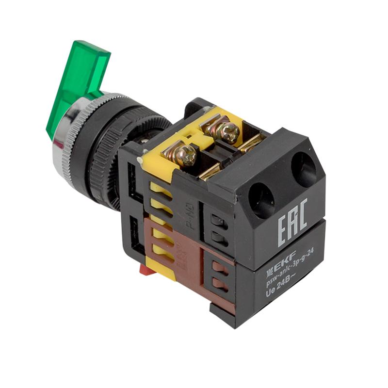 Переключатель ANLC-22 3P зеленый с подсветкой 24В DC NO+NC EKF PROxima | psw-anlc-3p-g-24 | EKF — миниатюра 8