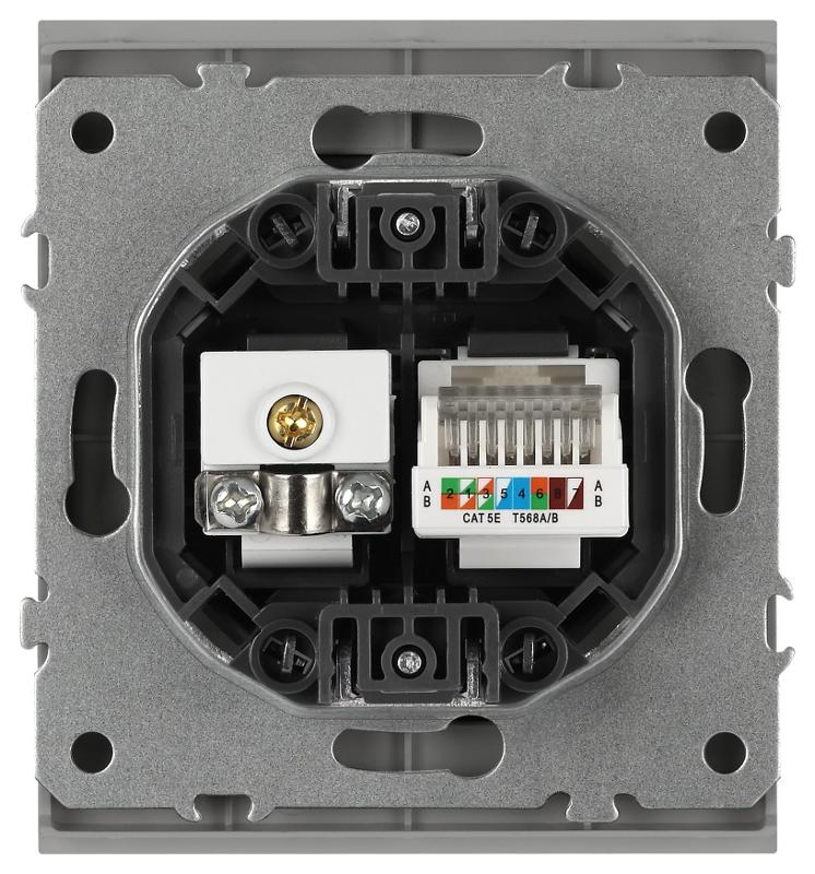 Розетка Arktik 16-3110-03 комбинированная RJ45+TV алюминий | Б0070496 | ЭРА — миниатюра 4
