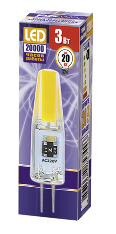 Лампа светодиодная LED 3Вт G4 220В 3000К PLED-G4 COB капсульная | 2857446 | Jazzway — миниатюра 2