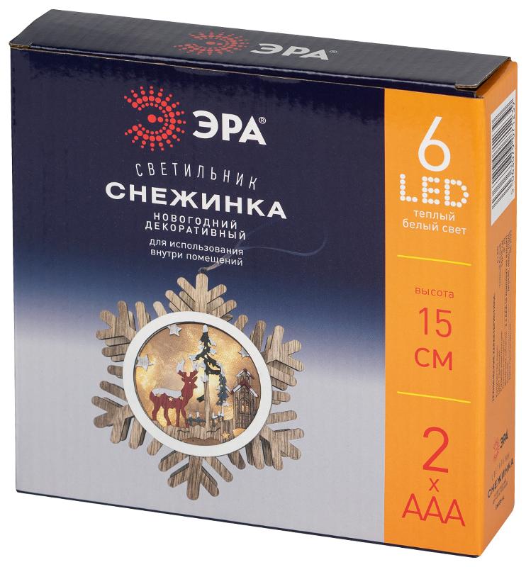 Светильник  ENGDS-6L новогодний светодиодный Снежинка подвесной 15 см 2*АА | Б0060477 | ЭРА — миниатюра 2
