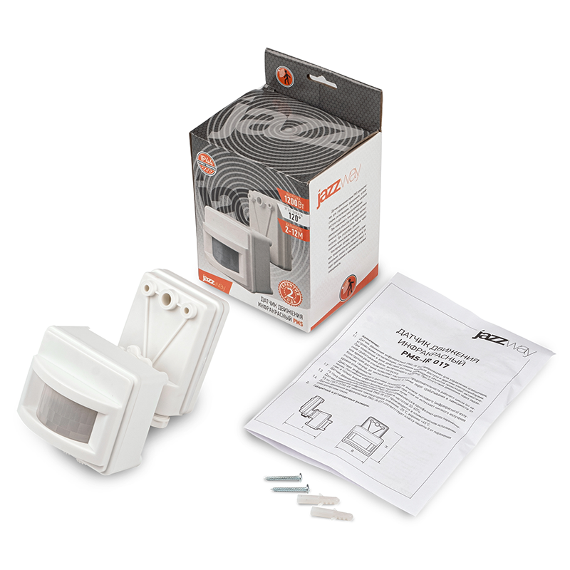 Датчик движения PMS-IR 017 1200Вт 120° 2-12м WH IP44a | .5012998 | Jazzway — миниатюра 6