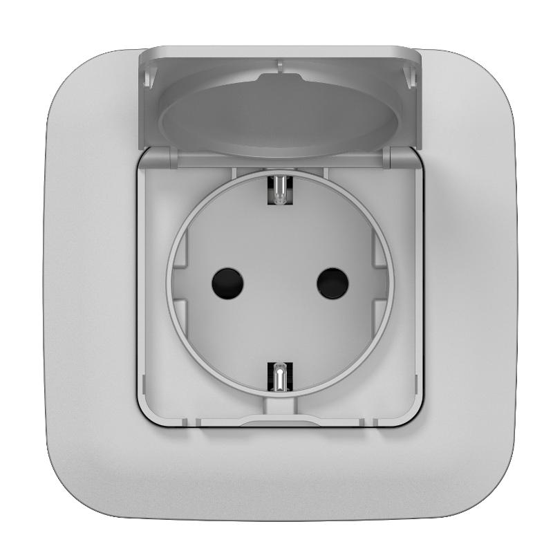 FLITE Розетка с заземлением со шторками с крышкой быстрозажимные клеммы 16А IP44 РСшкр11-1-44-ФлА алюминий | FI-R16-16-1-44-K47 | IEK — миниатюра 2