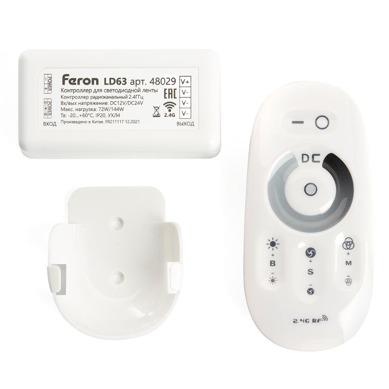 Контроллер диммер для светодиодной ленты с П/У белый, 12-24V, LD62 | 48029 | FERON — миниатюра 1