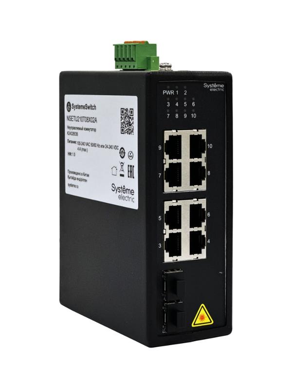 Неуправляемый промышленный коммутатор Ethernet, 8x10/100/1000BaseT, 2x100/1000BaseX SFP | NSETU210T08X02A | SE — Systeme Electric