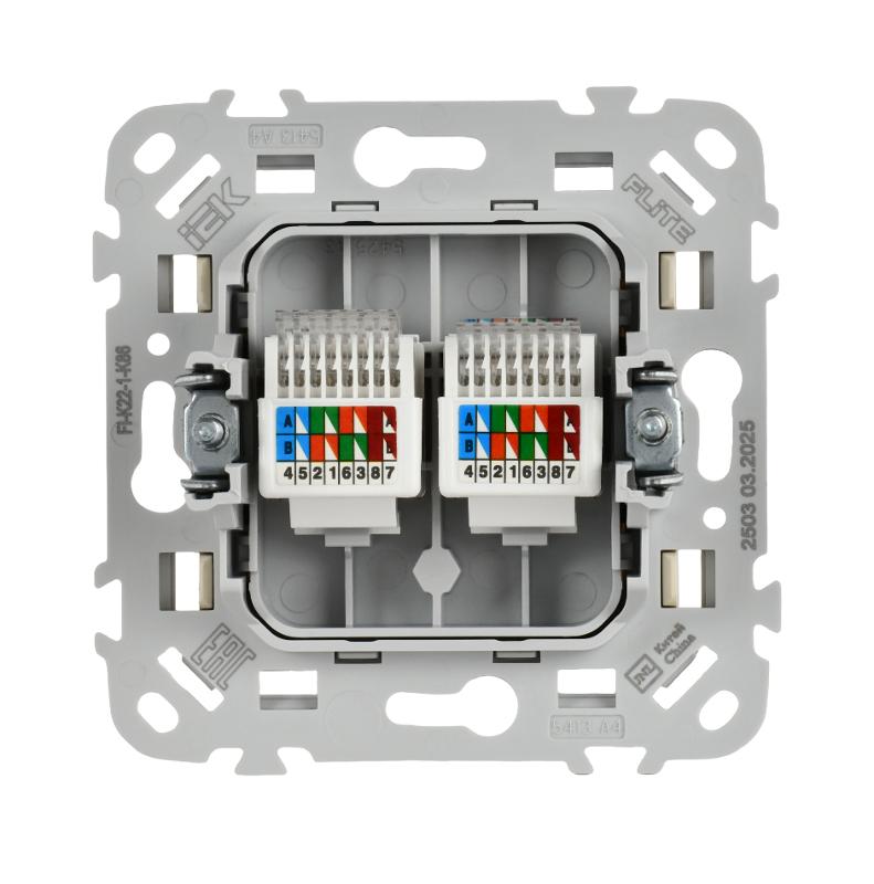 FLITE Розетка 2-ая компьютерная RJ45 кат.5Е UTP РК5е-2-0-ФлСл сливочный | FI-K22-1-K86 | IEK — миниатюра 3