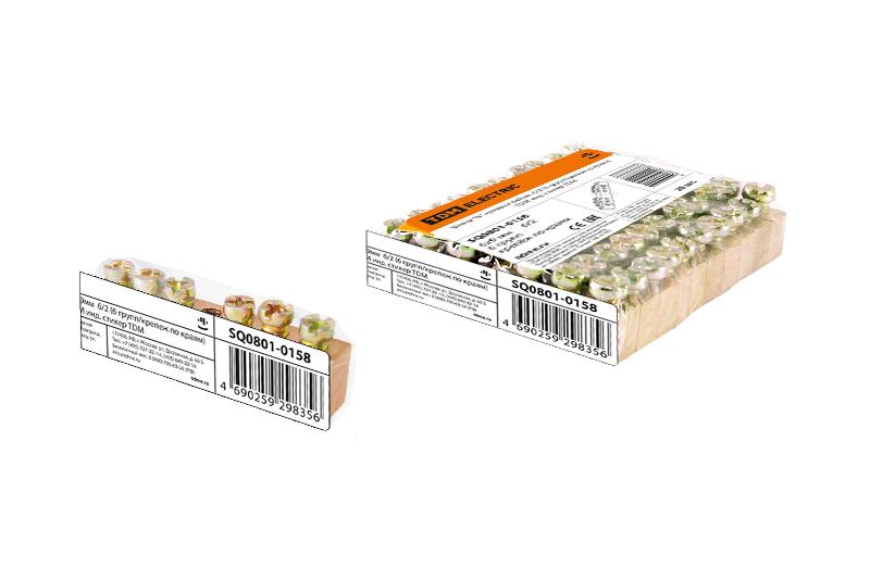 Шина "N" нулевая 6х9мм 6/2 (6 групп/крепеж по краям) инд. стикер | SQ0801-0158 | TDM — фото 1 | Sento