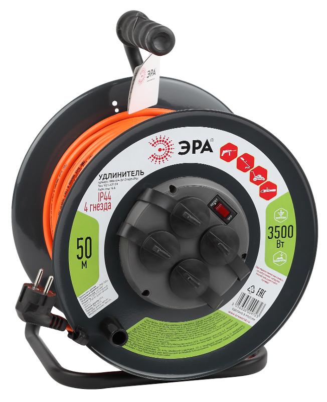 Удлинитель силовой ЭРА RMx-4es-3x1.5-50m-IP44 на м. катушке c/з 4 гн 50м ПВС 3х1.5 | Б0046852 | ЭРА — миниатюра 1