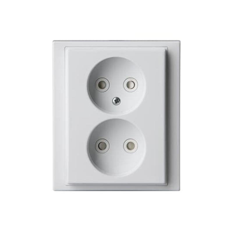 Розетка Double Shuko 16А 230В, без заземления, Impressivo, белый | 302UJ-84  | 2TKA00000432 | ABB — ABB