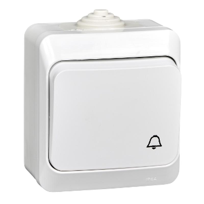 Этюд Белый О/У Кнопка нажимная (сх.1) IP44 | KA10-041B | SE — Systeme Electric