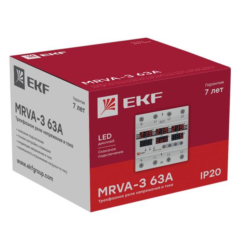 Трехфазное реле напряжения и тока с дисп. MRVA-3 63A EKF |  MRVA-3-63A |  EKF — миниатюра 7