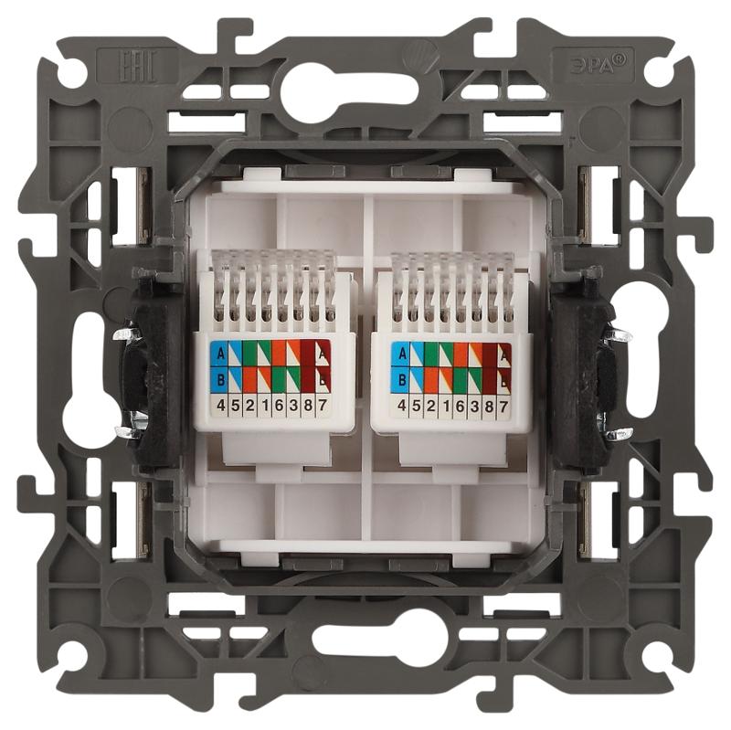 14-3108-04 Розетка 2хRJ45, IP20, шампань | Б0034311 | ЭРА — миниатюра 3