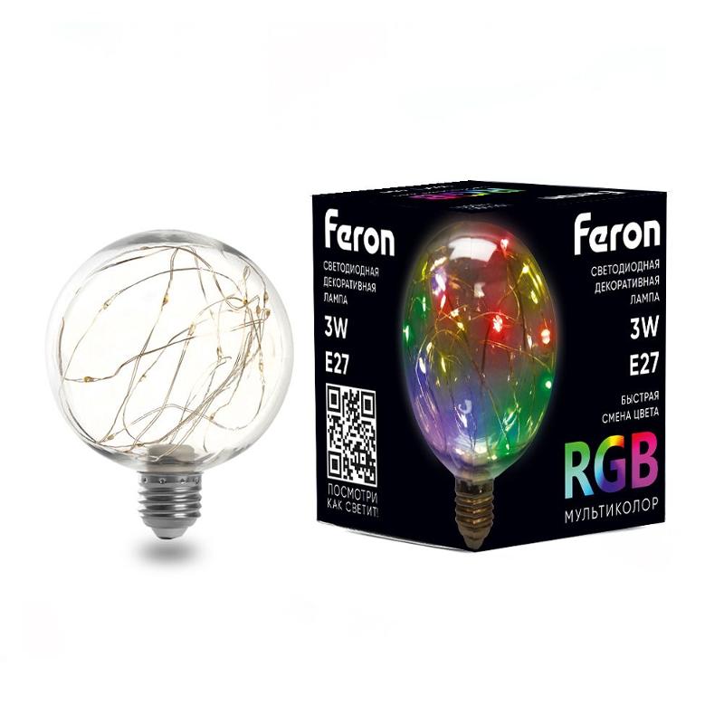 Лампа светодиодная, (3W) 230V E27 RGB G95, LB-382 | 41678 | FERON — Feron