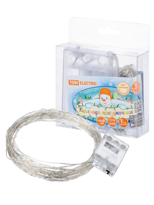 Гирлянда светодиодная "Роса100" 100LED, 10м, 3000К, 3хАА, | SQ0361-0053 | TDM ELECTRIC — TDM ELECTRIC