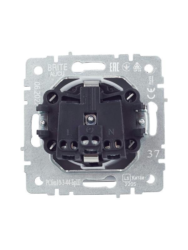 BRITE Розетка с заземлением со шторками с кр. 16А IP44 РСбш10-3-44-БрШ шампань | BR-R16-16-44-K37 | IEK — миниатюра 8