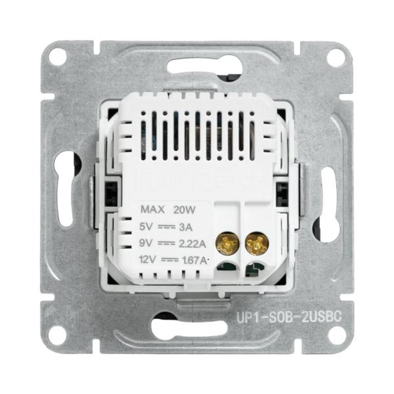 Механизм розетки USB-C - 2шт, чёрный Эпика EKF | UP1-SOB-2USBC | EKF — миниатюра 7