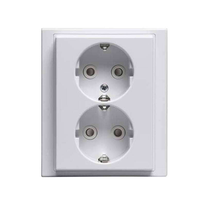Розетка Double Shuko 16А 230В, c рамкой, Impressivo, белый | 302EUJ-84  | 2TKA000952G1 | ABB — ABB