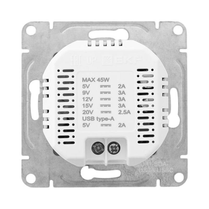 Механизм розетки USB-A+С, алюминий Эпика EKF | UP1-SOA-USBA+USBC | EKF — миниатюра 7