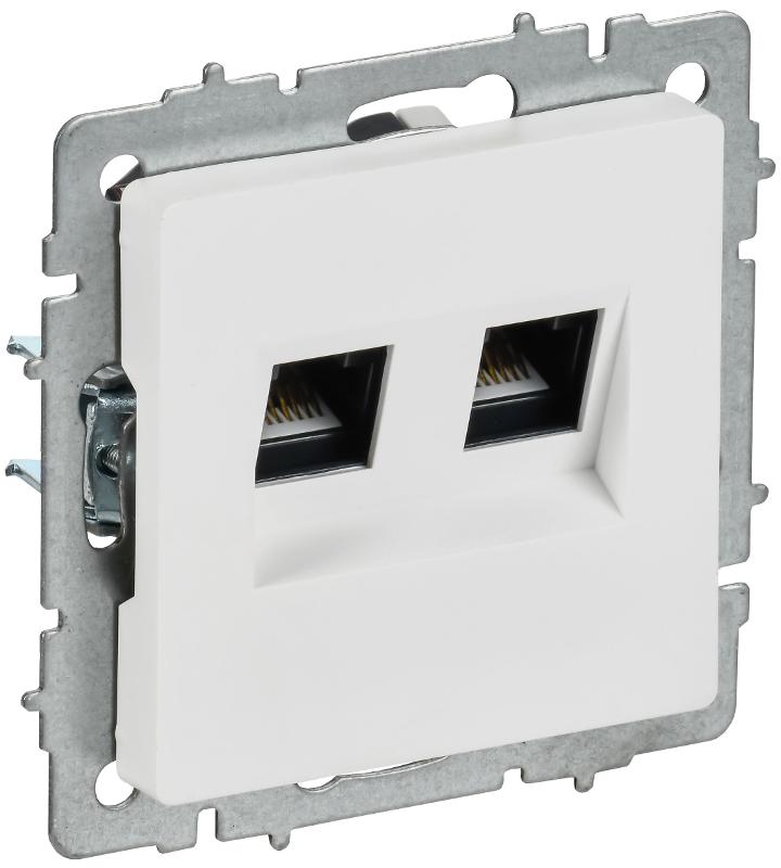 BRITE Розетка компьютерная двойная кат.5E RJ45 РК10-2-БрАБ арктический белый  | BR-K20-1-K91 | IEK — IEK (ИЭК)