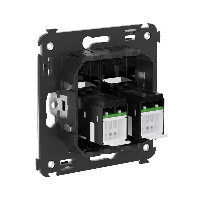 Компьютерная розетка RJ-45 в стену, кат.6А двойная, "Avanti", "Черный квадрат" | 4402374 | DKC — миниатюра 4