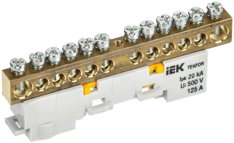 TEKFOR Шина PE "земля" неизолированная на универсальном держателе 8х12-12-Ж | TF-NN20-12-DL-K05 | IEK — фото 1 | Sento