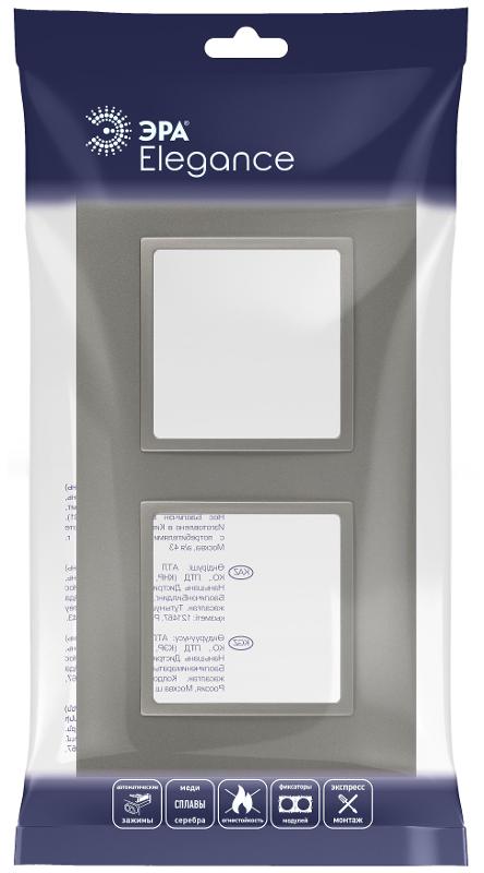 Рамка для розеток и выключателей Elegance 14-5012-16 Classic, на 2 поста, титан | Б0065825 | ЭРА — миниатюра 2