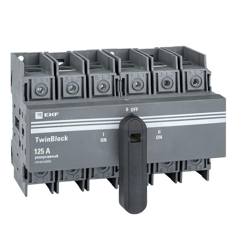 Рубильник 125A 3P реверсивный c рукояткой для прямой установки TwinBlock | tb-s-125-3p-rev | EKF — EKF