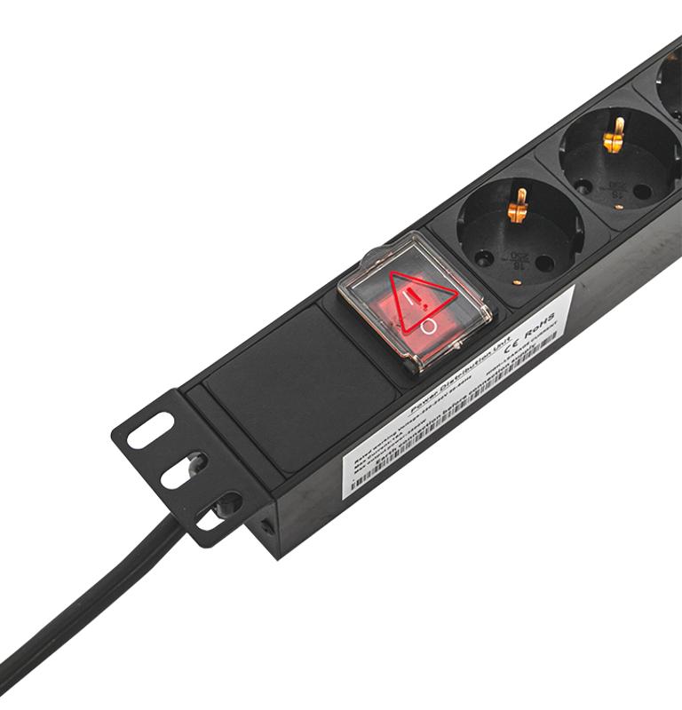Блок розеток PDU TERACOM PRO 19" 1U 16А/250В 8 розеток Schuko 2 метра сечение 3x1,5 мм2 | TRP-HPD-LS-16A-8SH-2MSH | EKF — миниатюра 5