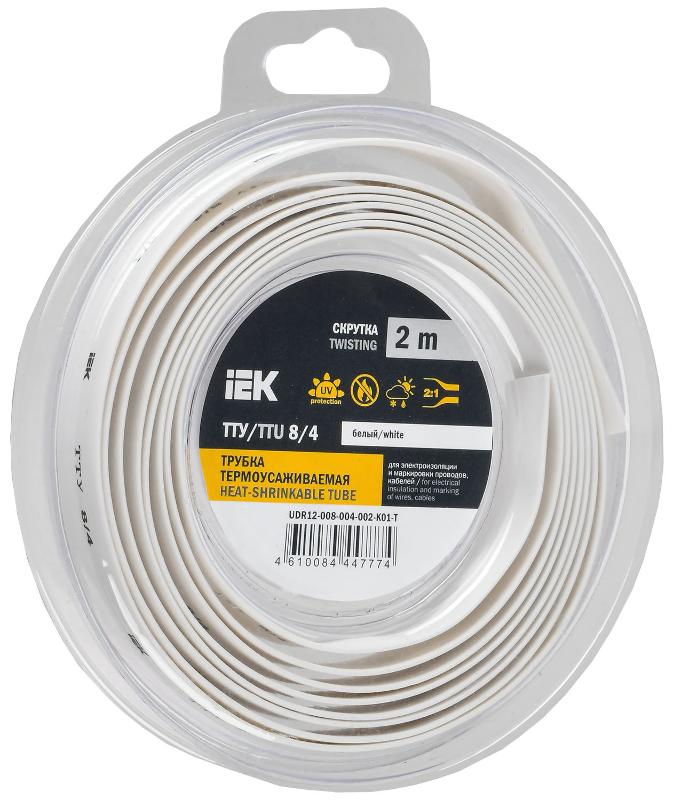 Трубка термоусадочная ТТУ нг-LS 8/4 белая (2м/упак) IEK | UDR12-008-004-002-K01-T | IEK — IEK (ИЭК)