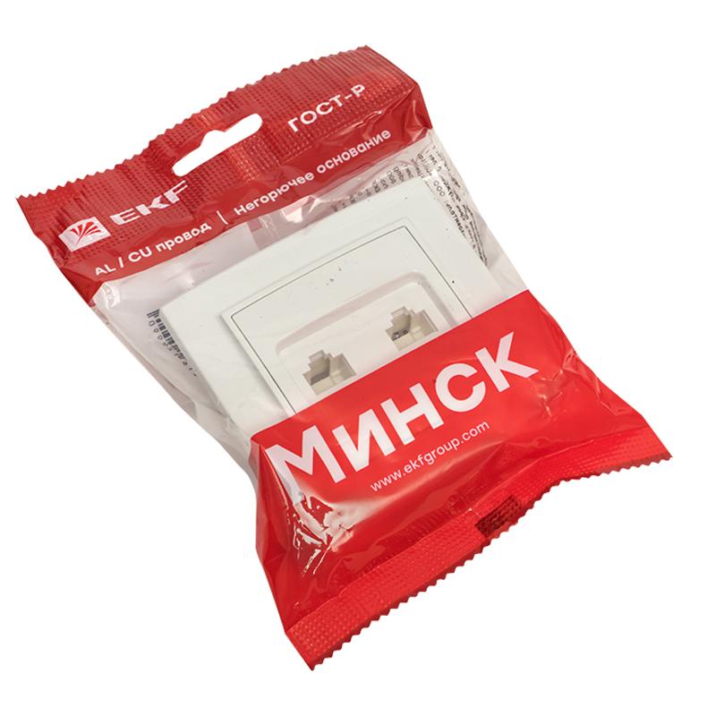 Минск Розетка RJ-45+Phone СП белая EKF Basic | ERK00-135-10 | EKF — миниатюра 6