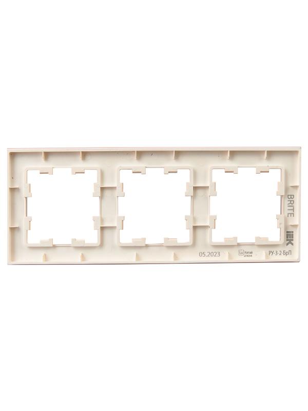 BRITE Рамка 3-ая РУ-3-2-БрП стекло персиковый матовый | BR-M32-G-31-K96 | IEK — миниатюра 3