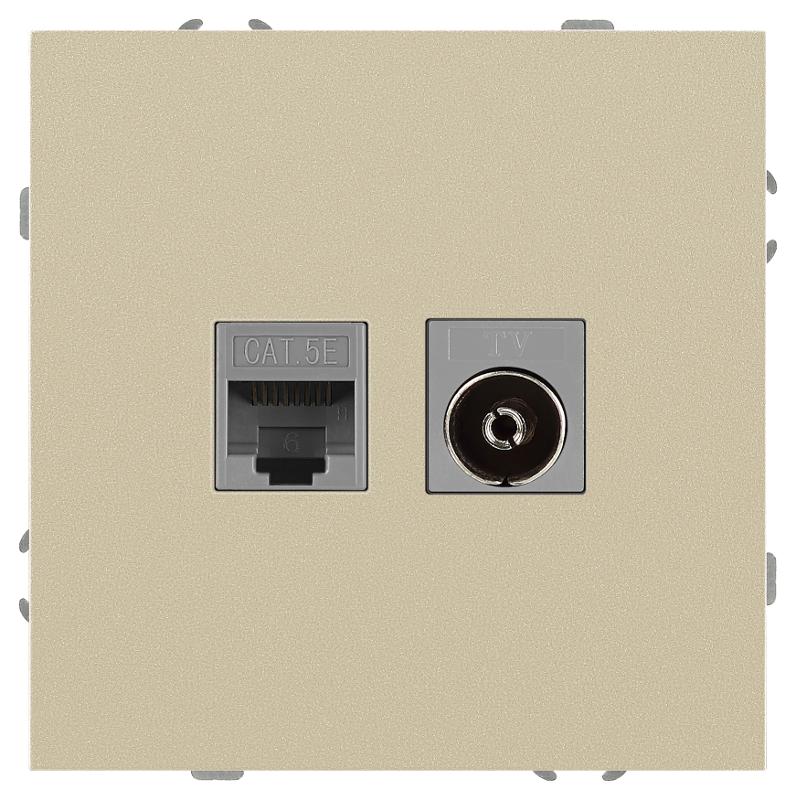 Розетка Galaxy 15-3110-04 комбинированная RJ45+TV IP20 шампань | Б0070782 | ЭРА — миниатюра 4