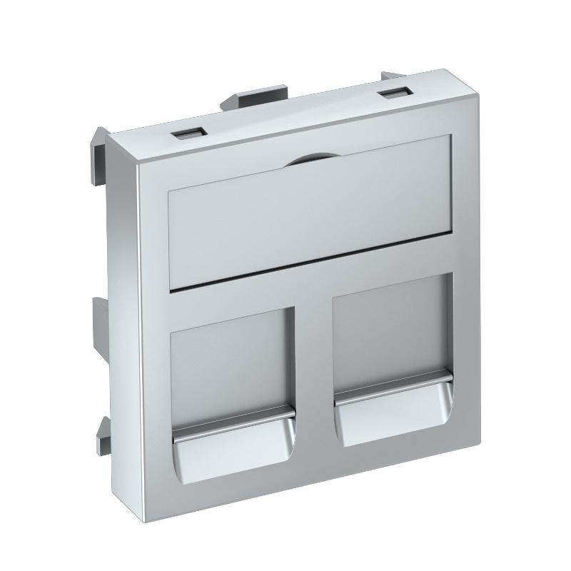 Корпус компьютерной розетки Modul45 тип OBO (прямой) 45x45 мм (серебристый) (DTG-2RM AL1) | 6119296 | OBO Bettermann — OBO Bettermann