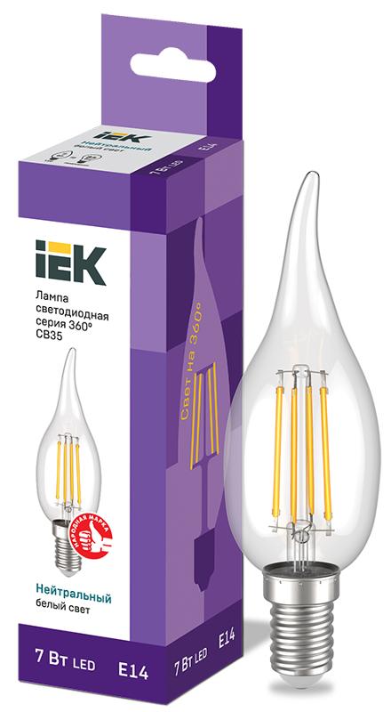 Лампа светодиодная LED CВ35 св.н/ветру 7Вт 230В 4000К E14 серия 360° | LLF-CB35-7-230-40-E14-CL | IEK — IEK (ИЭК)