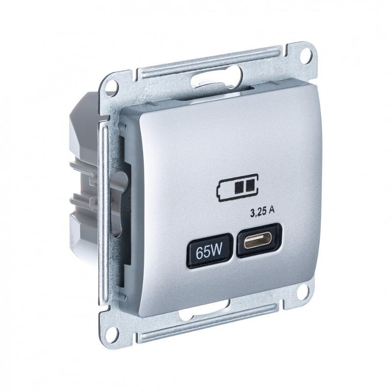 Glossa Алюминий USB Розетка тип-C 65W высокоскор.заряд. QC PD | GSL000327 | SE — Systeme Electric