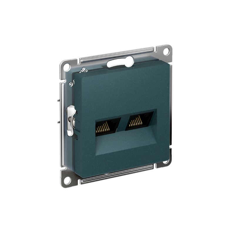 AtlasDesign Изумруд Розетка 2-ая компьютерная RJ45+RJ45, кат.5E, механизм | ATN000885 | SE — миниатюра 1