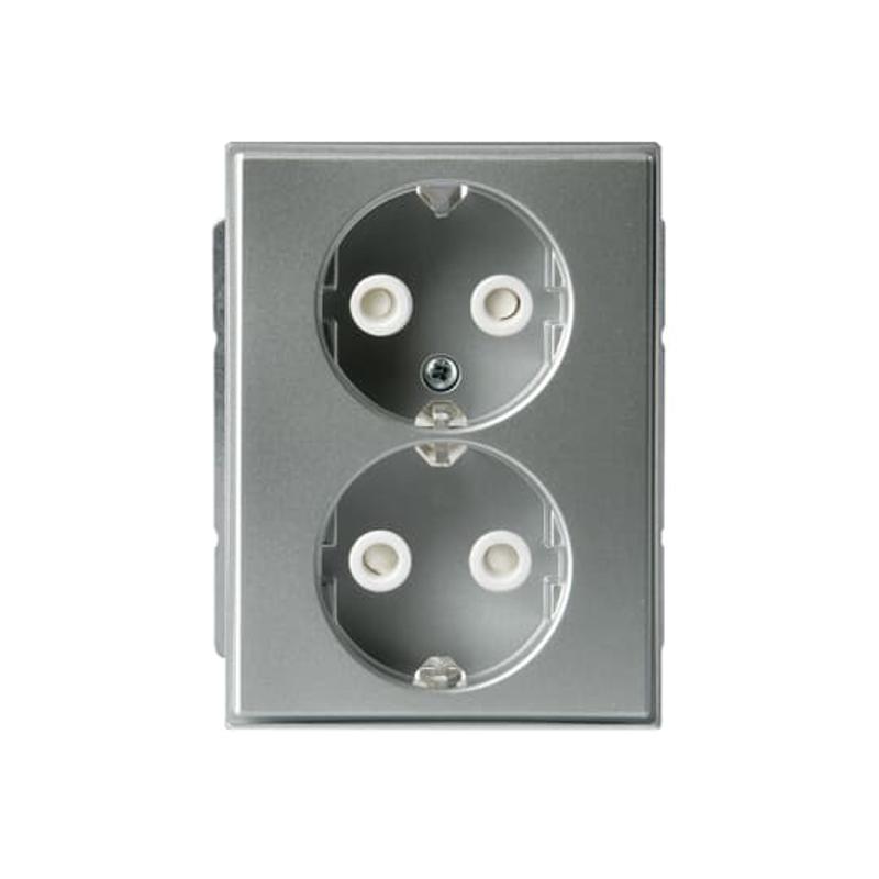 Розетка Double Shuko 16А 230В Impressivo, алюминий | 302EUC-83  | 2TKA00000441 | ABB — ABB