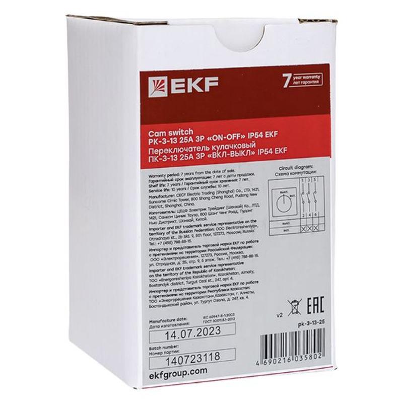 Переключатель кулачковый ПК-3-13 25А 3P "ВКЛ-ВЫКЛ" IP65 EKF PROxima | pk-3-13-25 | EKF — миниатюра 19