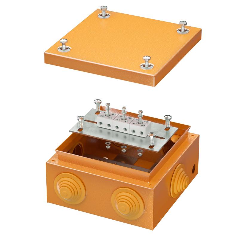 Коробка распределительная стальная FS огн.,IP55,150х150х80мм,6р, 450V,6A, 4мм.кв. с кабельными вводами и клеммниками | FSB31604 | DKC — DKC (ДКС)