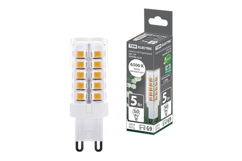 Лампа светодиодная G9-5 Вт-230 В-6500 К, SMD, 16x49 мм | SQ0340-0224 | TDM — фото 1 | Sento