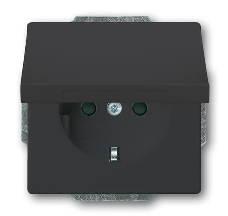 Розетка SCHUKO 16А 250В с защитными шторками, с крышкой, без лапок, серия future, цвет антрацит | 2CKA002018A1526 | ABB — ABB