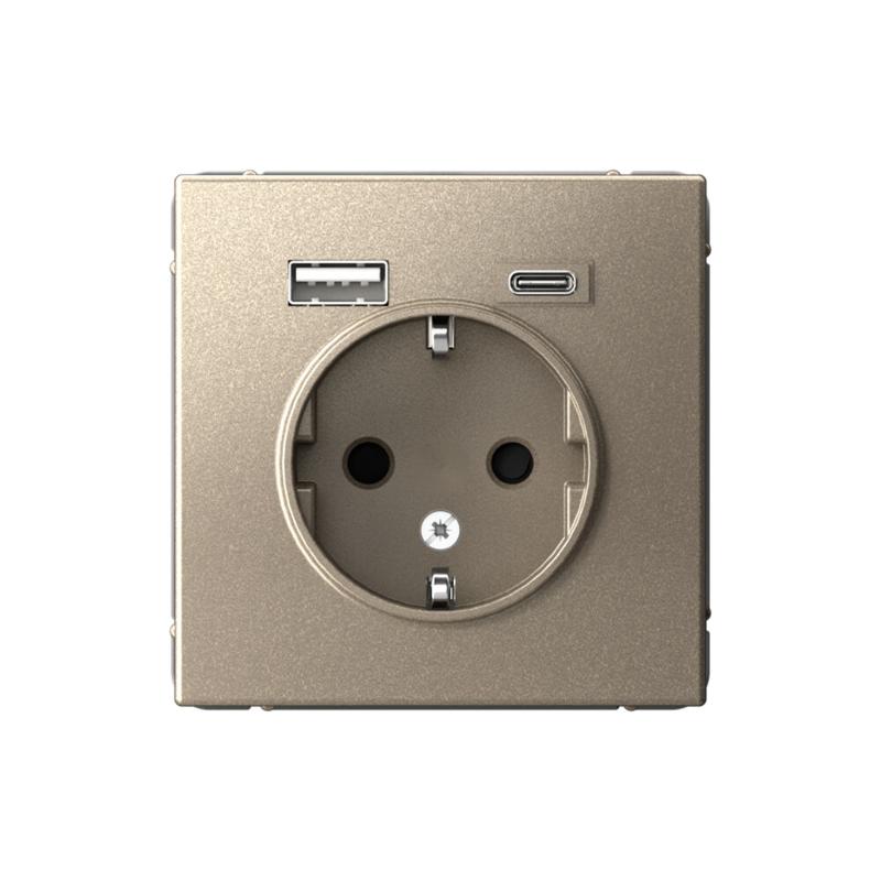 ArtGallery Шампань Розетка 16А с 2 USB A+C, 5В/2,4А/3,0А, 2х5В/1,5А, механизм | GAL000532 | SE — Systeme Electric