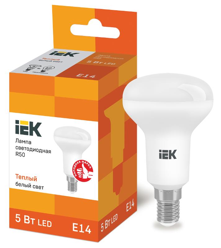 Лампа светодиодная LED 5Вт Е14 220В 3000К R50 рефлектор | LLE-R50-5-230-30-E14 | IEK — миниатюра 1