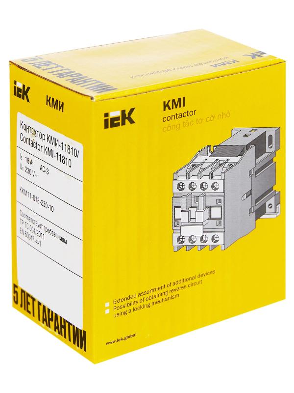 Контактор КМИ-11810 18А 230В/АС3 1НО  | KKM11-018-230-10 | IEK — миниатюра 11